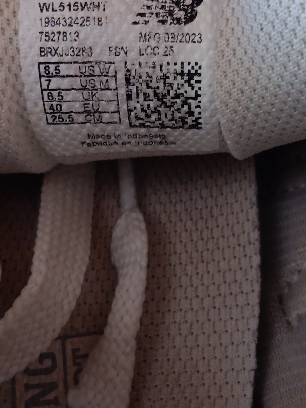 White Athletic Sneaker Interior with Label Detail